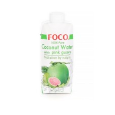 Кокосовая вода с мякотью розовой гуавы "FOCO",  330 мл.