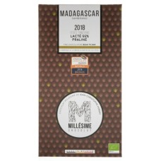 Шоколад органический Мадагаскар молочный с миндально-ореховым пралине  %55 какао Бельгия "Millesime", 70 гр.