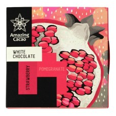 Шоколад белый Amazing Cacao STRAWBERRY & GRANATE Клубника с гранатом 42%, 60 гр.