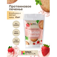 Печенье без сахара с высоким содержанием белка "КЛУБНИКА-ЙОГУРТ" NEWA NUTRITION, 40 г